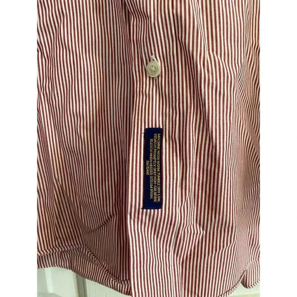 Tommy Hilfiger Men's Red Striped Super Oversize Button Down Shirt Size 16 1/2 35 - Picture 2 of 8